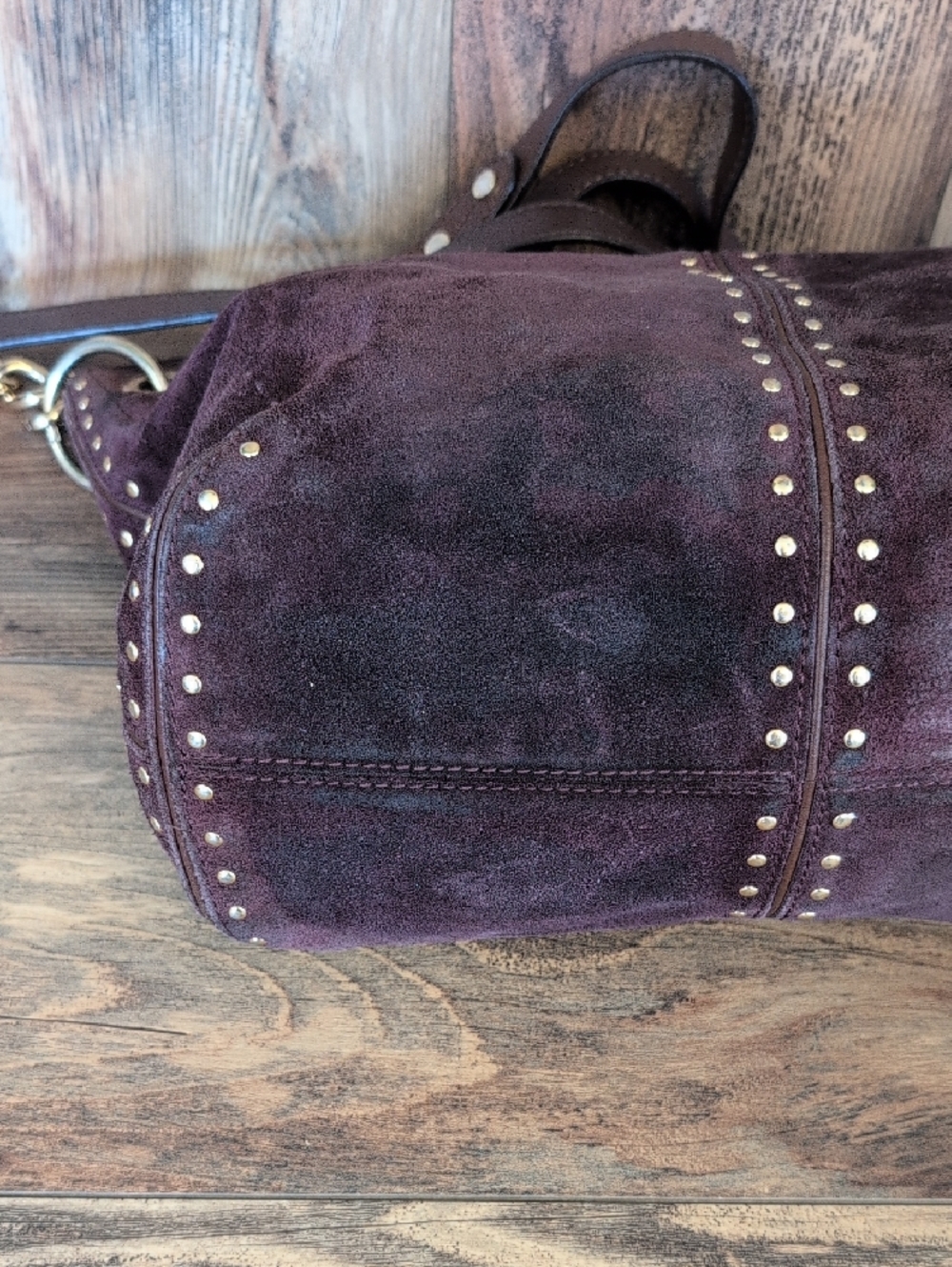 Michael Kors Astor Purple Suede Studded Hobo Shoulder Bag                   M352 - Picture 4 of 14